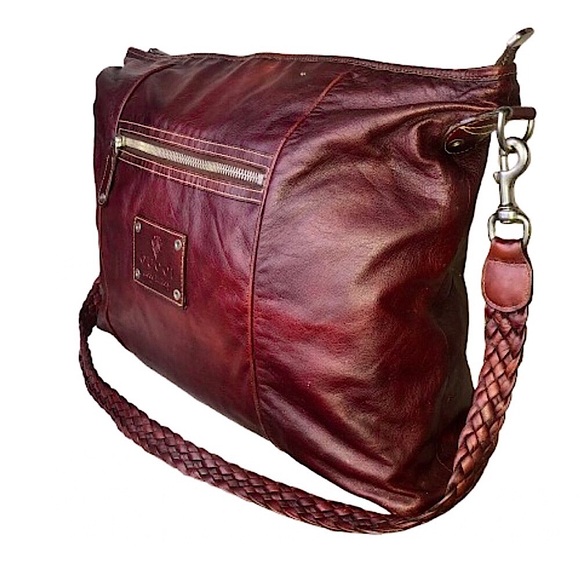 M GUCCI Supreme Wine Leather Oversized Messenger Top Zip Bag With: DUST BAG - Picture 5 of 16